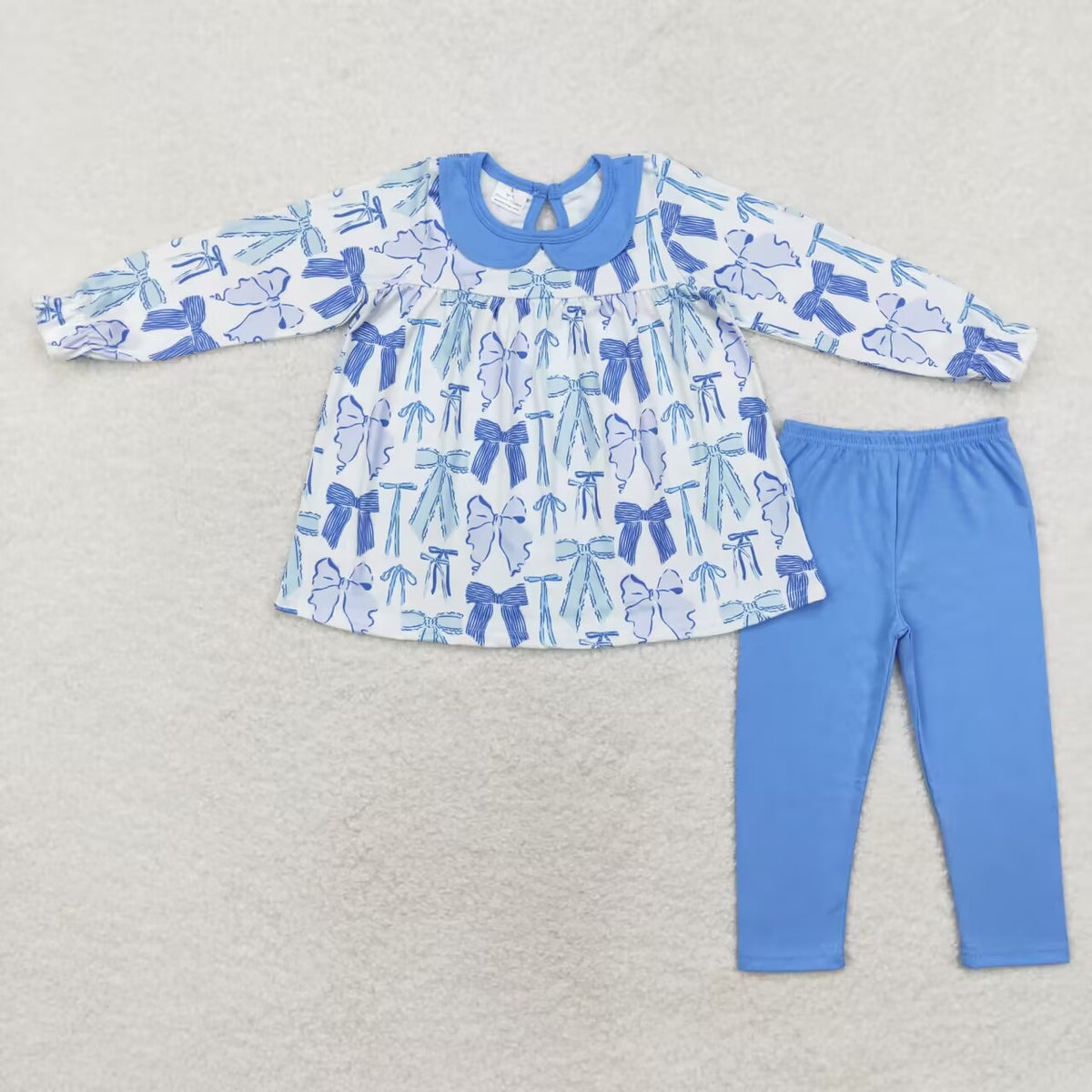 GLP1517 blue bows long sleeve blue pants girls set