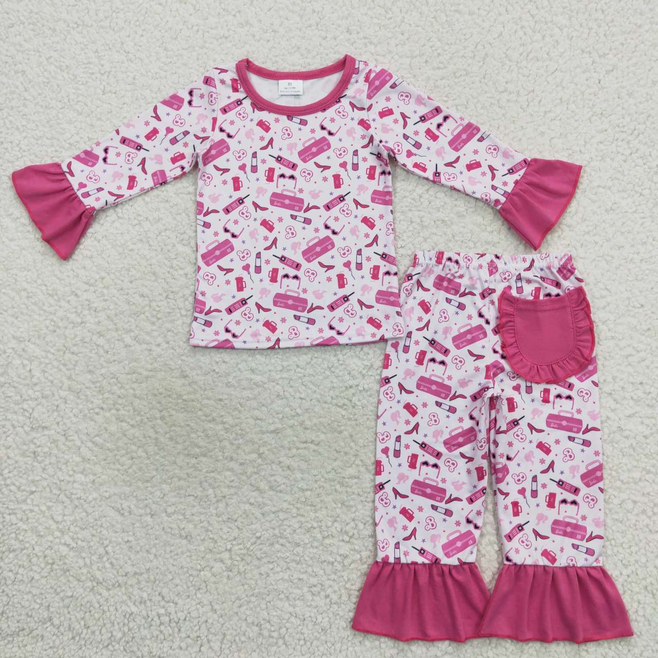 GLP0701 BA hot pink long sleeve pants girls pajamas