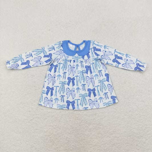 USA SHOP GT0666 blue bows long sleeve girls top
