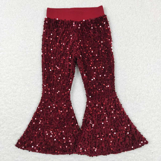 P0338 Maroon sequin girls pants