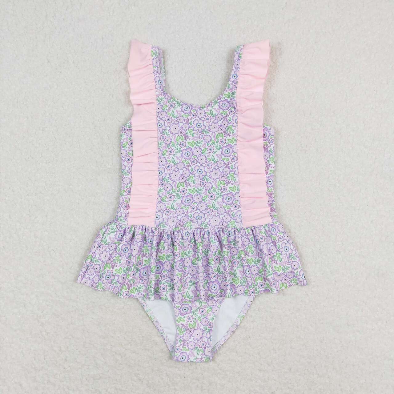 S0331 multi color flowers pink ruffles girls swimsuits