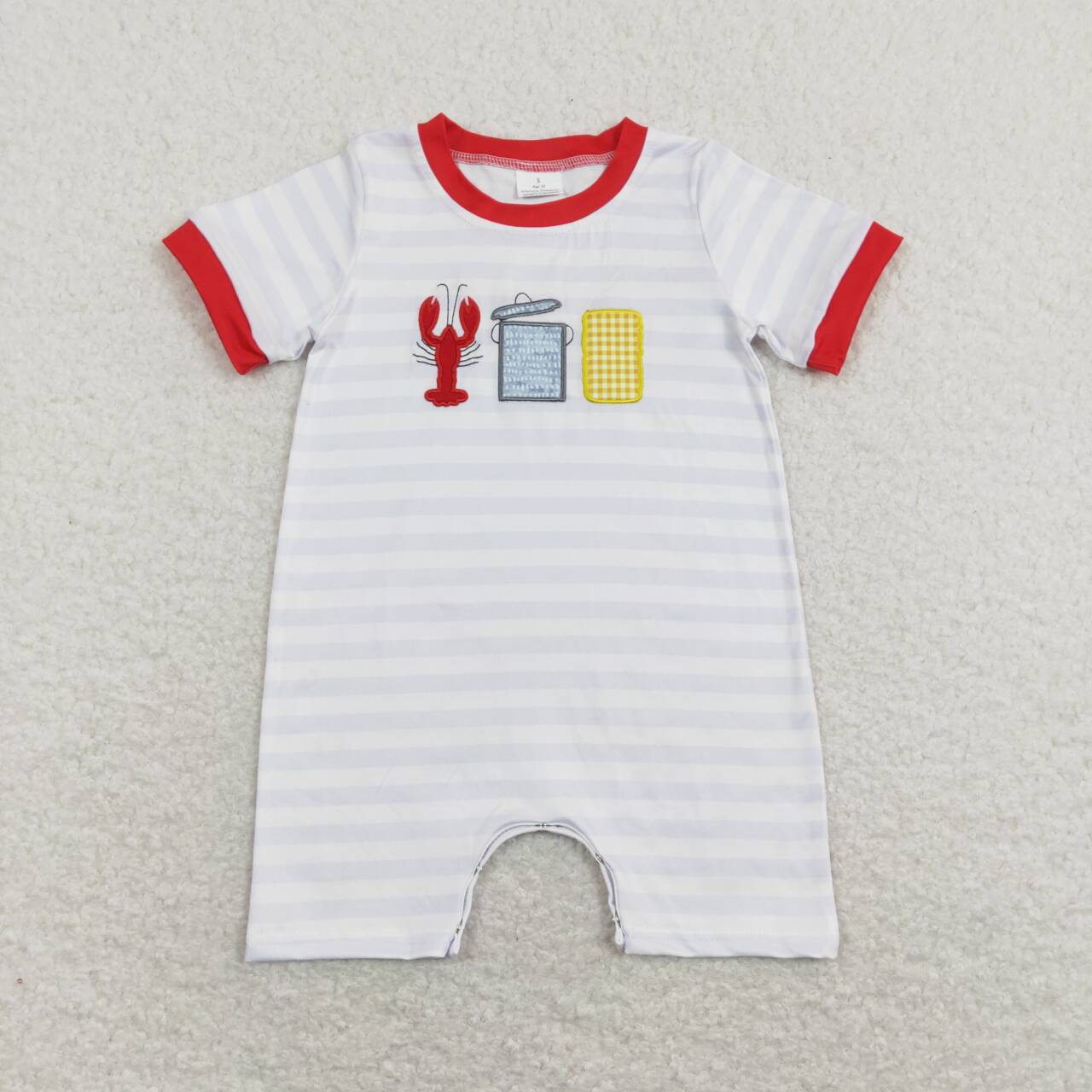 USA SHOP SR0744 Embroidery Crayfish short sleeve boys romper