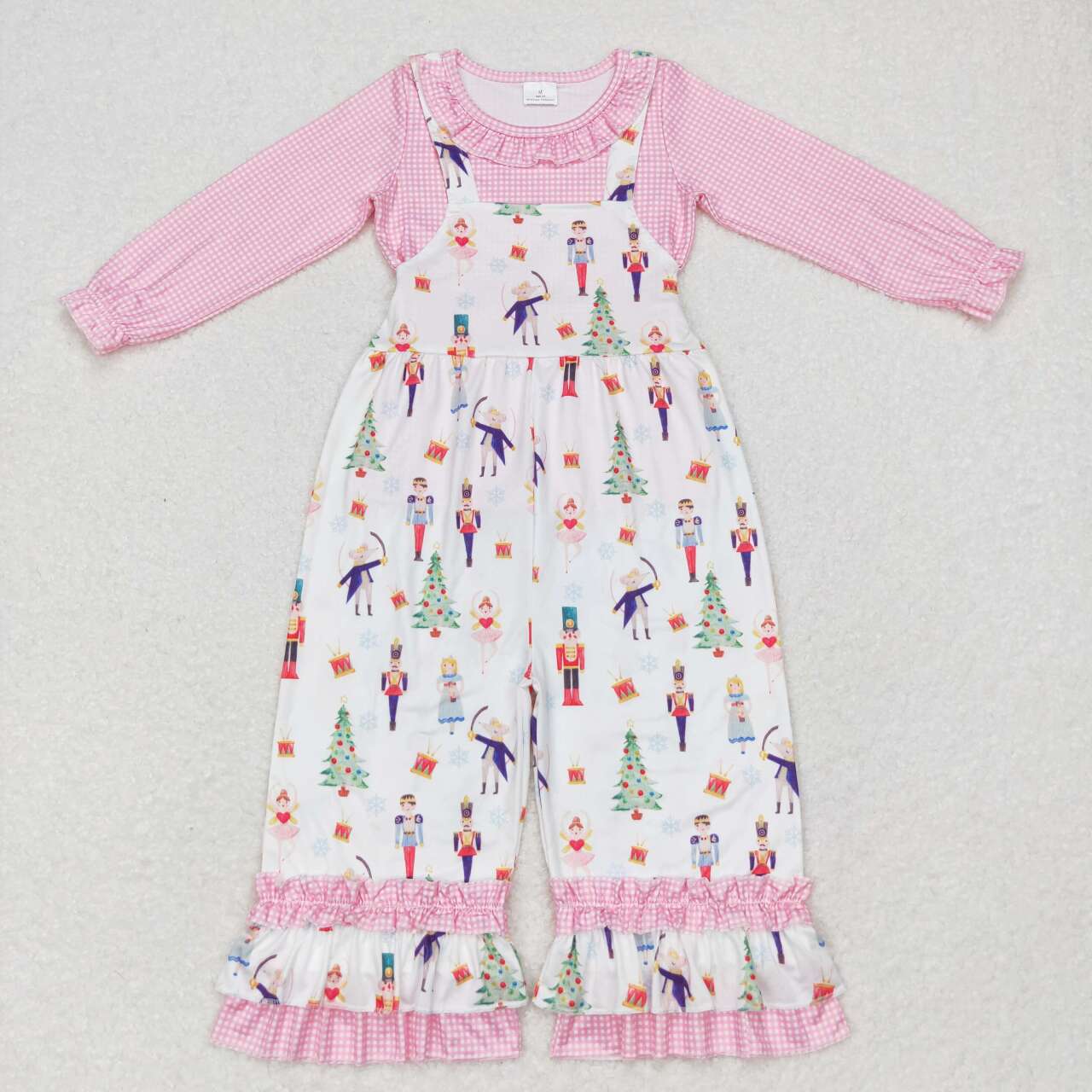 GLP1368 Christmas soldier dance girl pink long sleeve jumpsuits girls set