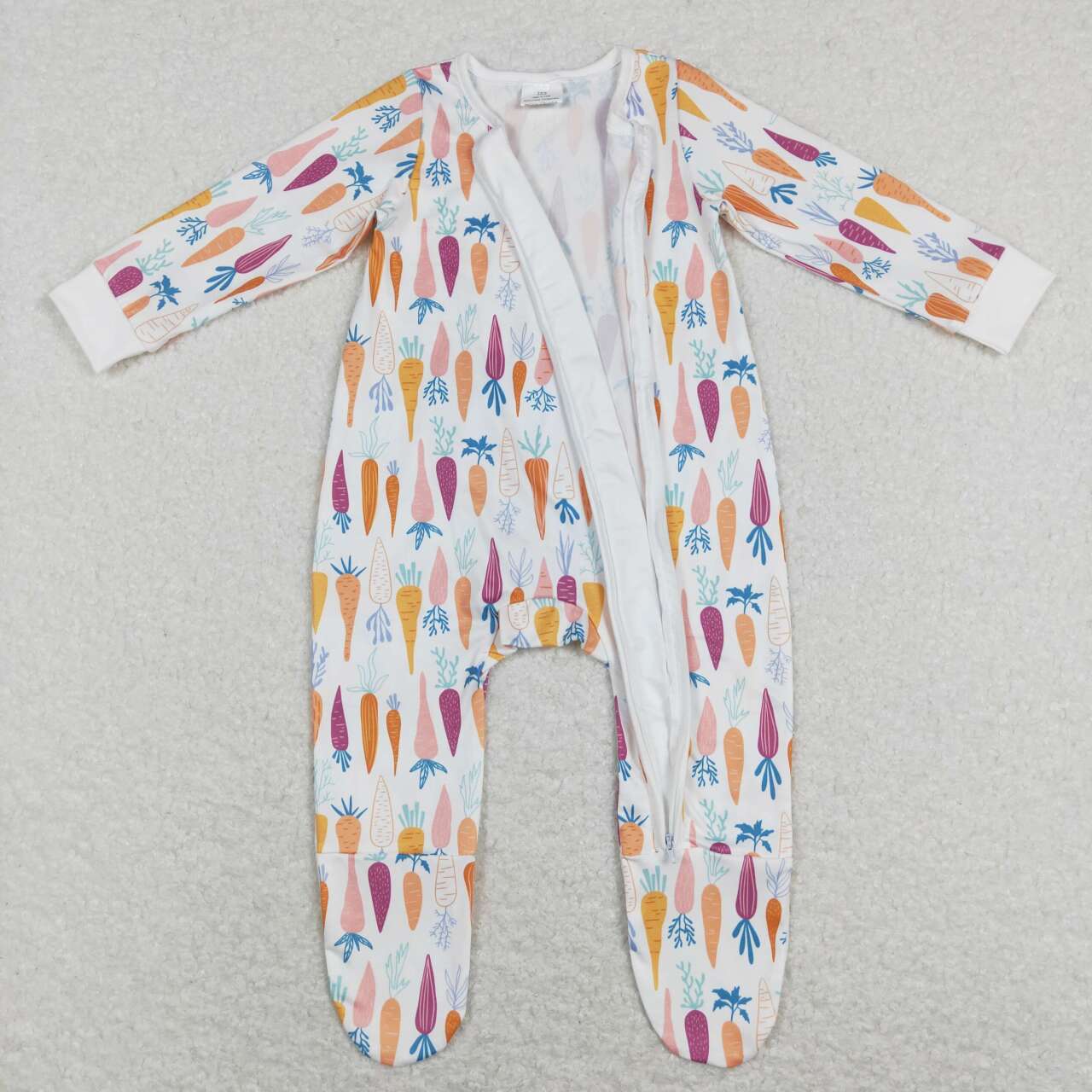 LR0890 Easter Colorful Carrot Long Sleeve Kids Romper