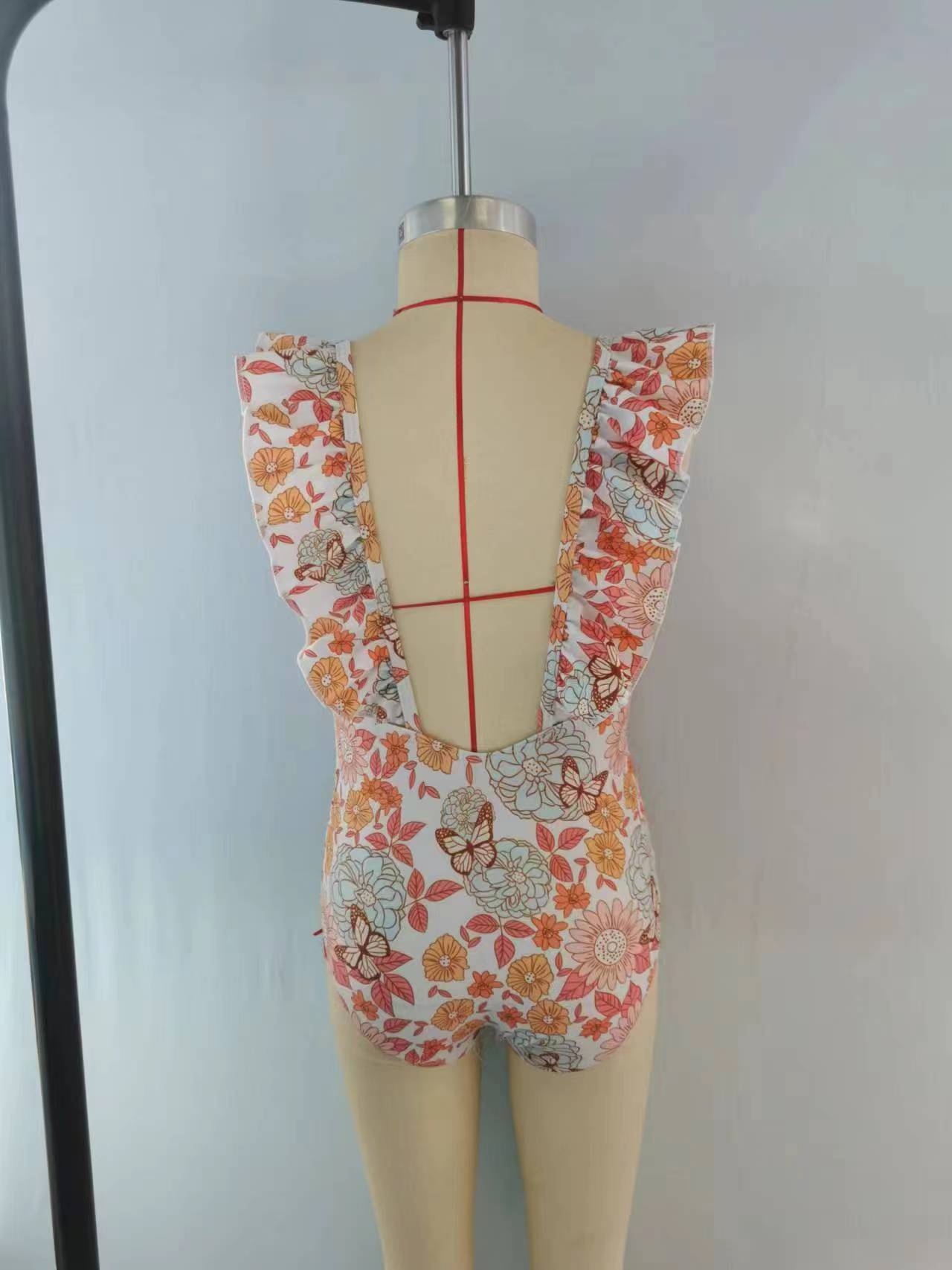 preorder S0177 Orange flower Girls Bathing Suits Swimsuits