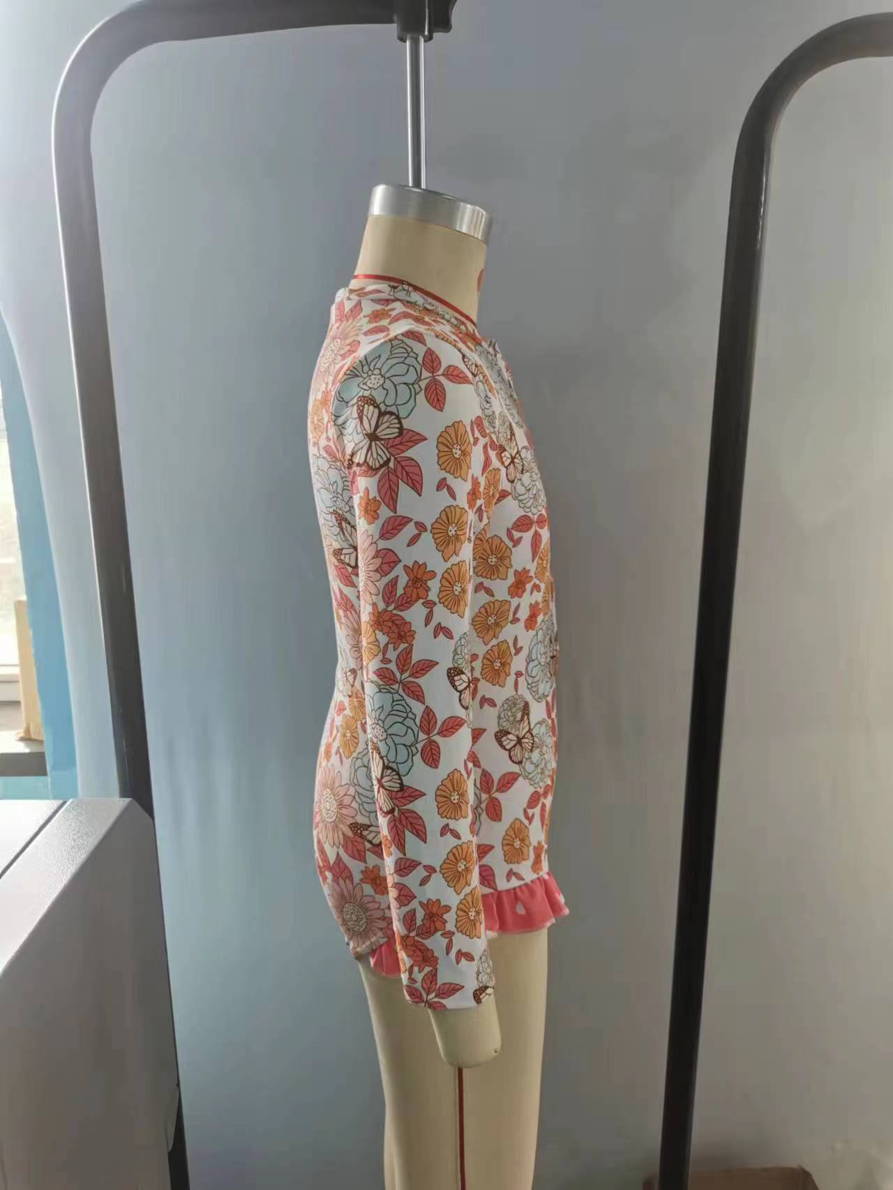 S0184 Flowers butterfly long sleeve Girls Bathing Suits Swimsuits