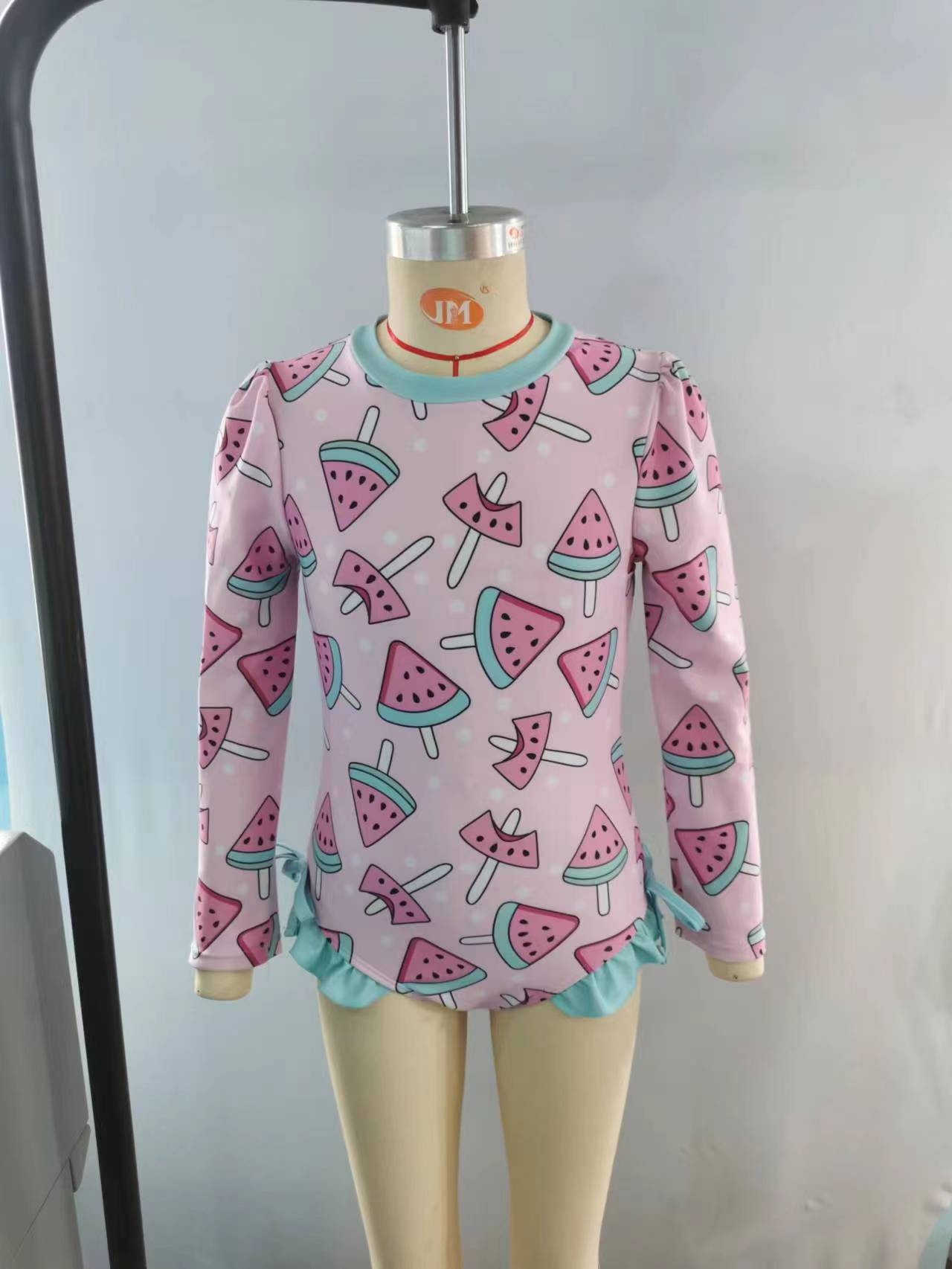 preorder S0185 Watermelon pink long sleeve Girls Bathing Suits Swimsuits