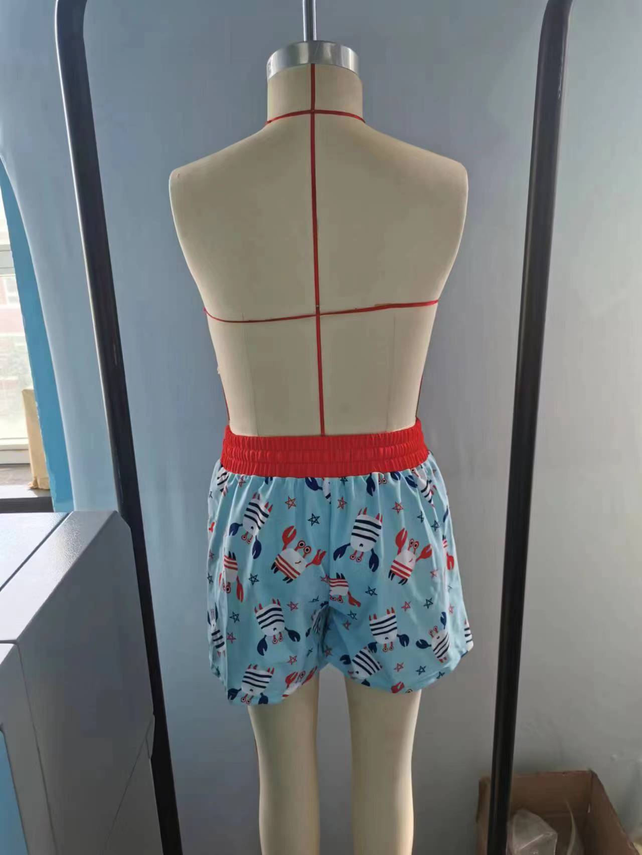 S0187 Crap red blue boys Swimming Trunks