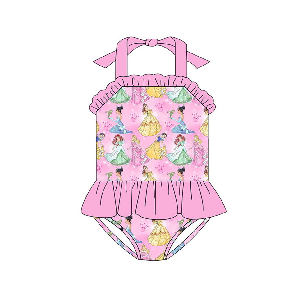 preorder S0213 Cartoon Princess Pink Girls Bathing Suits Swimsuit