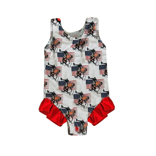 preorder S0216 July 4th Western Sleeveless Girls Bathing Suits Swimsuit