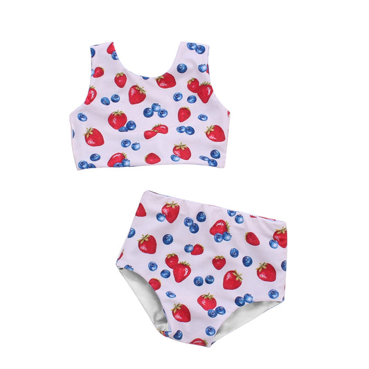 preorder S0230 Strawberry blueberry sleeveless girls swimsuits