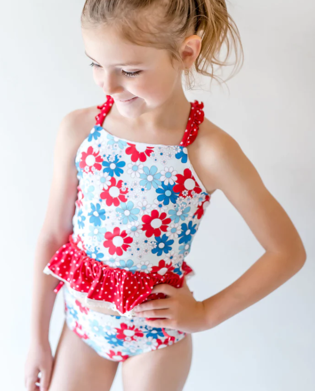 S0253 Colorful flowers girls swimsuits