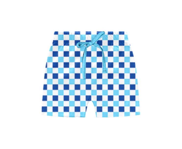 preorder S0255 Blue checkered boys Swimming Trunks