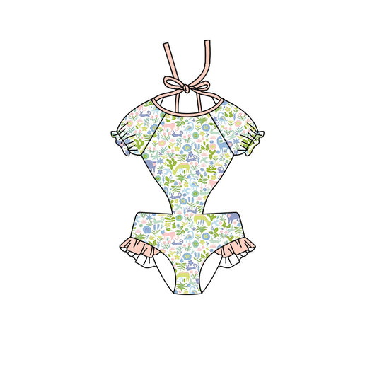 preorder S0256 Animals colorful flowers girls swimsuits