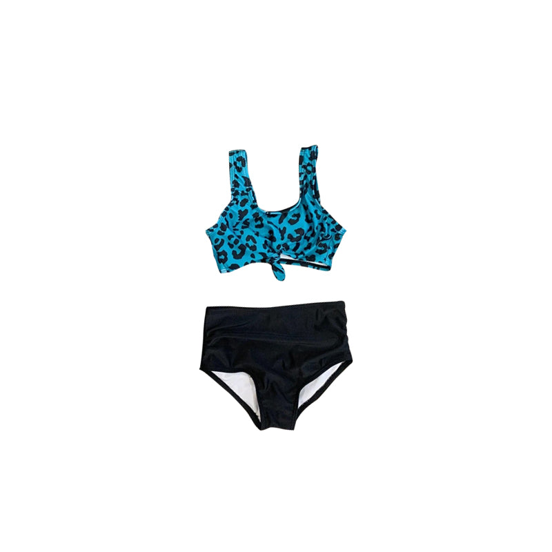 preorder S0286 blue leopard black girls swimsuits