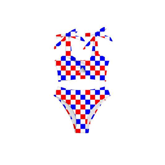 preorder S0288 red blue checkered adult swimsuits