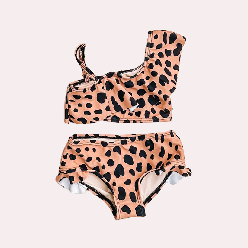 preorder S0340 leopard 2pcs girls swimsuits