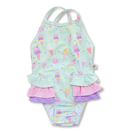 preorder S0380 cute ice green girls bathing swimsuits