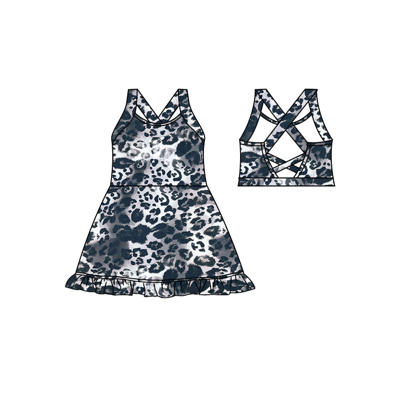 preorder S0387 black leopard girls bathing swimsuits