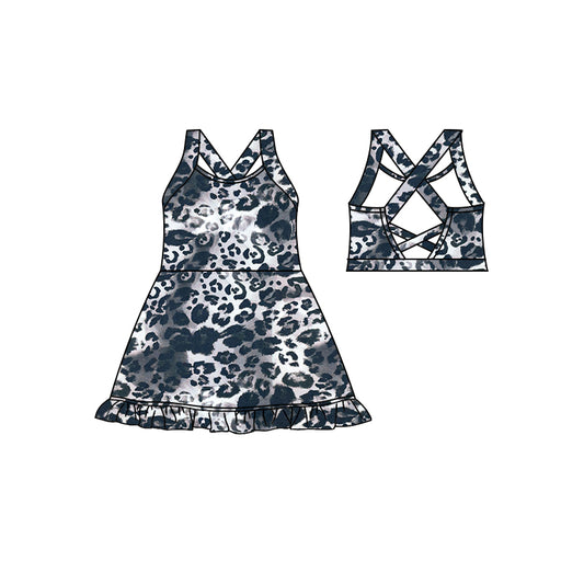 preorder S0387 black leopard girls bathing swimsuits