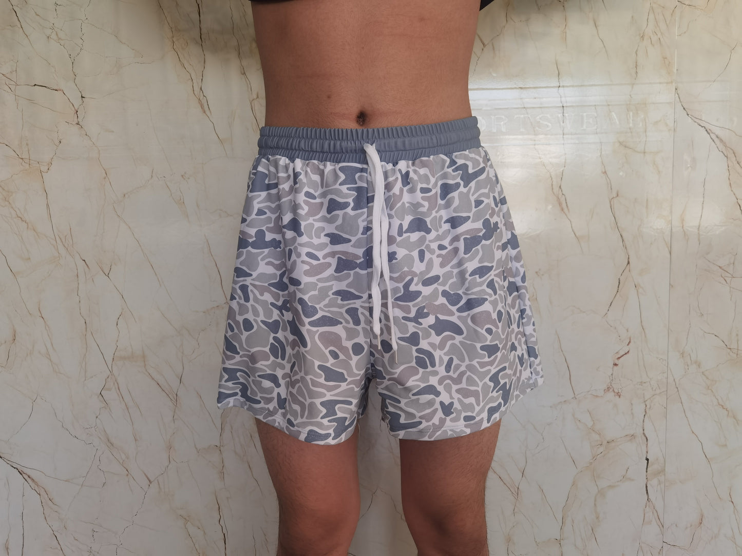 S0404 blue grey camo adult swimming trunk