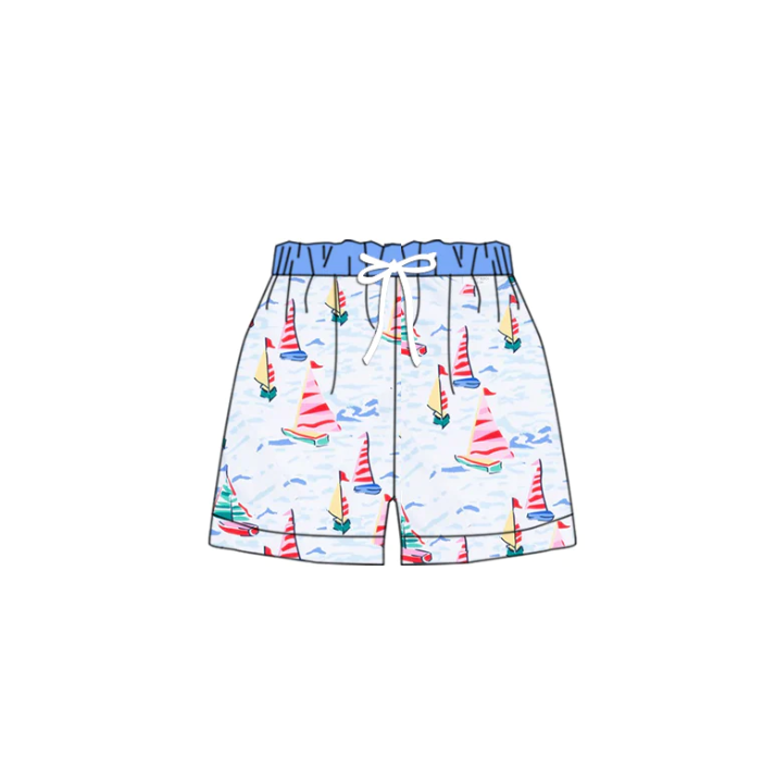 preorder S0405 sailboat blue boys swimming trunk