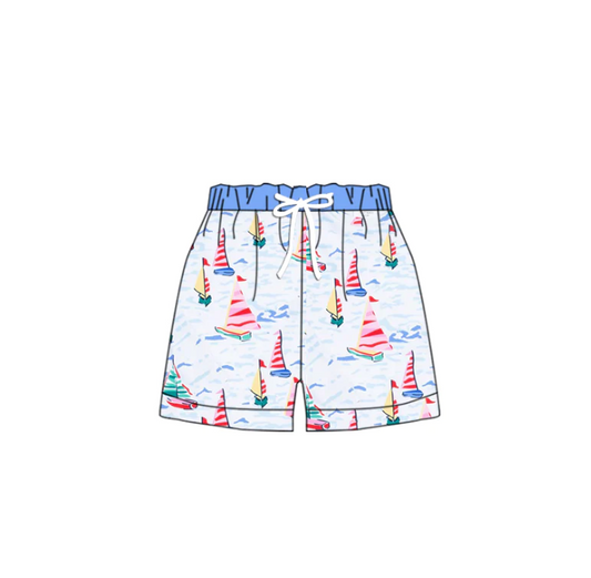 preorder S0405 sailboat blue boys swimming trunk