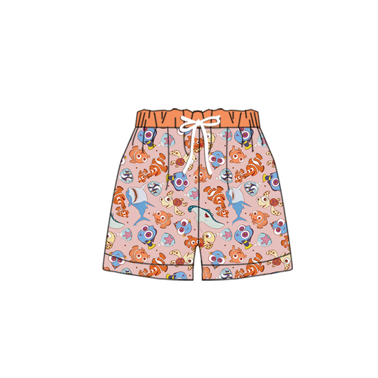 preorder S0418 cartoon cute fishing orange Swimming Trunks