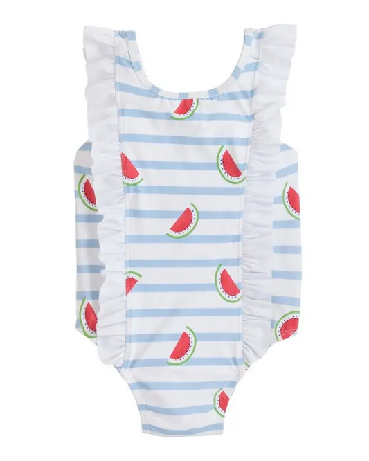 preorder S0421 Summer watermelon blue striped girls bathing swimsuits