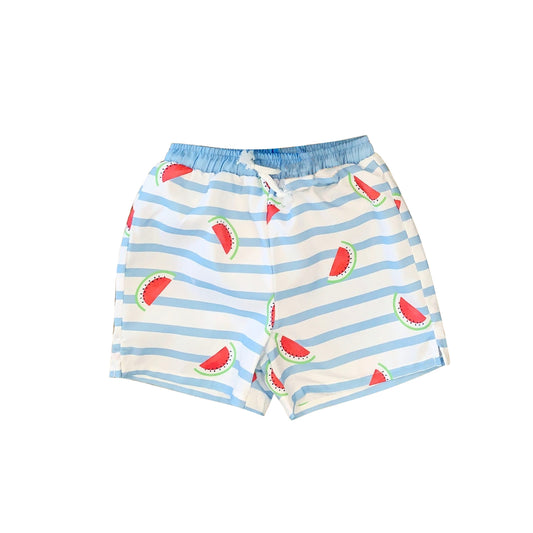 preorder S0422 Summer watermelon blue striped boys Swimming Trunks