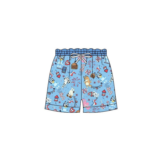 preorder S0427 July 4th blue dog boys swimming trunk