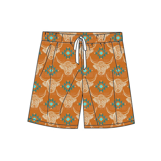 preorder S0462 Western highland cow Aztec brown adult man swimming trunk