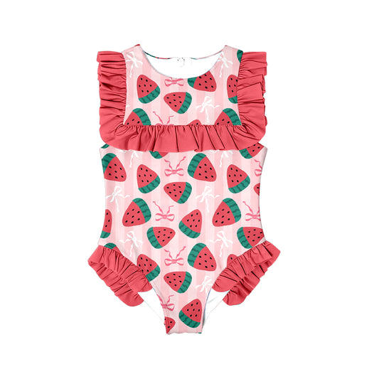 preorder S0591 strawberry bows girls swimsuits