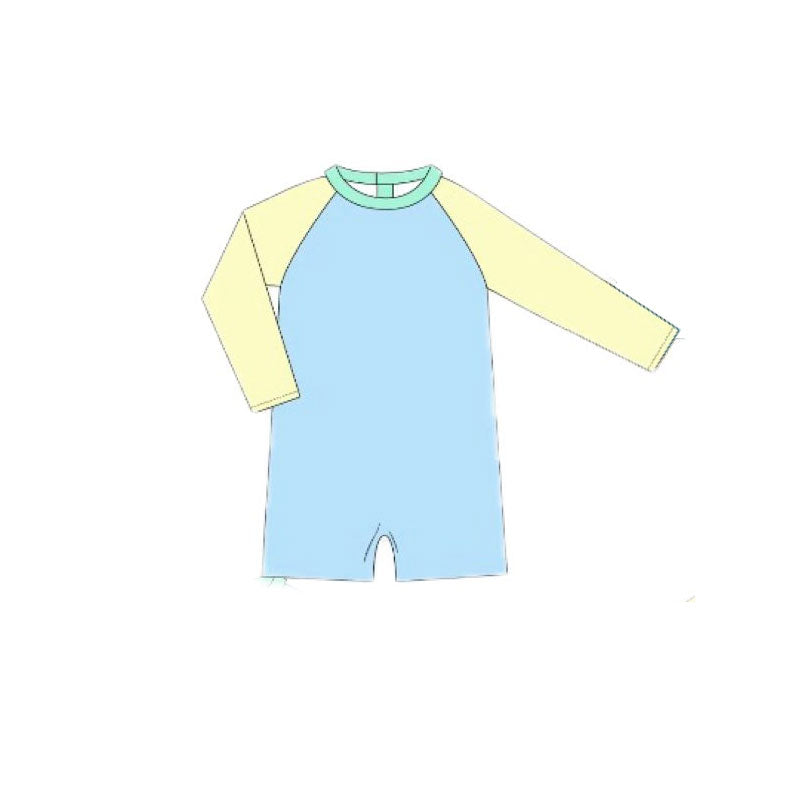 preorder S0635 Yellow Mint Green Blue Long Sleeve Boys Swimsuits