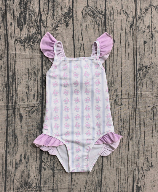 preorder Samples S0643 Purple Flowers Girls Swimsuits