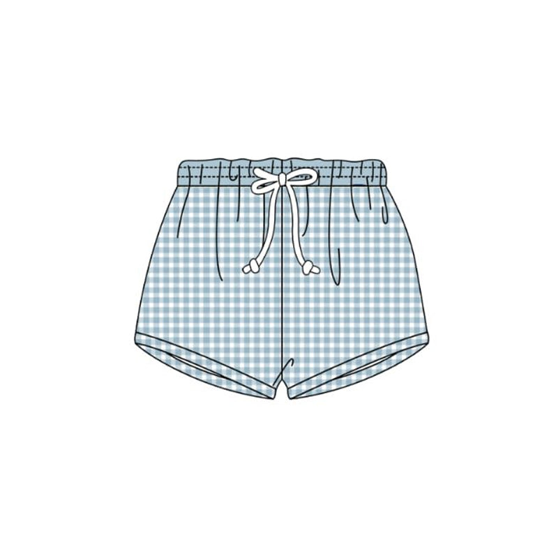 preorder S0645 Blue Checkered Boys Swimming Trunk