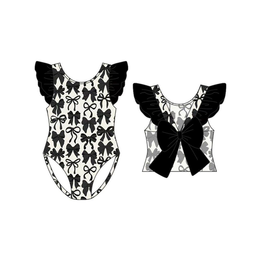 preorder S0709 Black Bows Girls Swimsuits