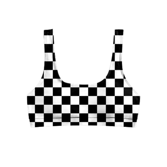 preorder S0736 Black Checkered Adult Woman Swimsuits Top
