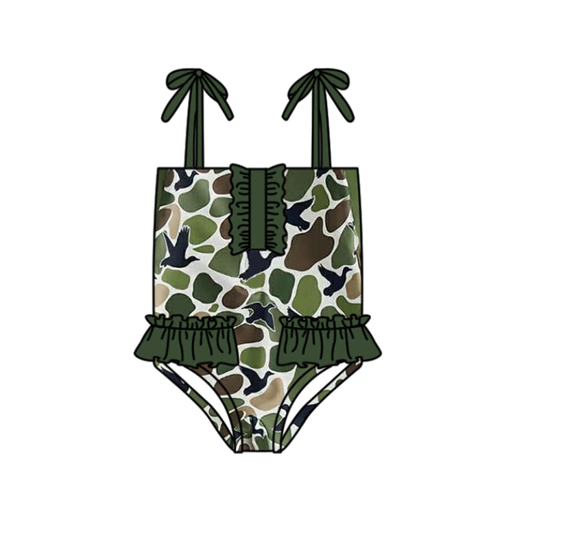 preorder S0744 Camo Mallard Duck Girls Swimsuits