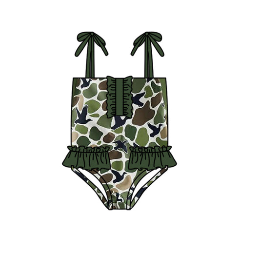 preorder S0744 Camo Mallard Duck Girls Swimsuits