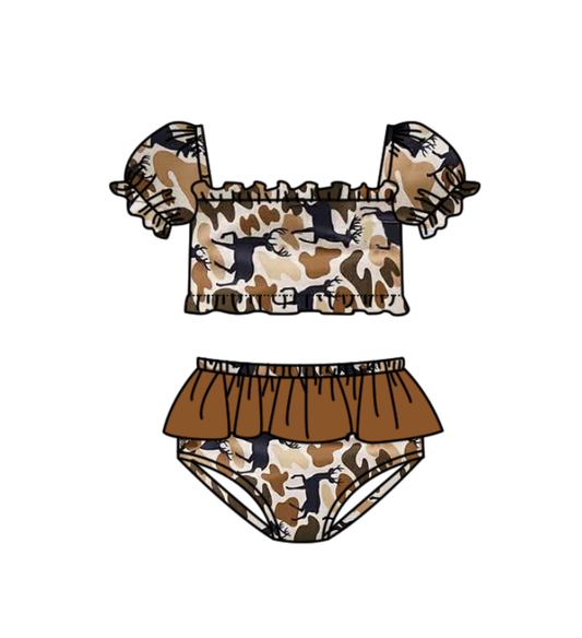 preorder S0747 Camo Deer Girls Swimsuits