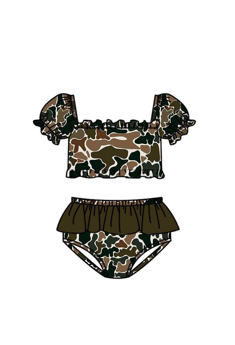 preorder S0761 Camo Girls Swimsuits