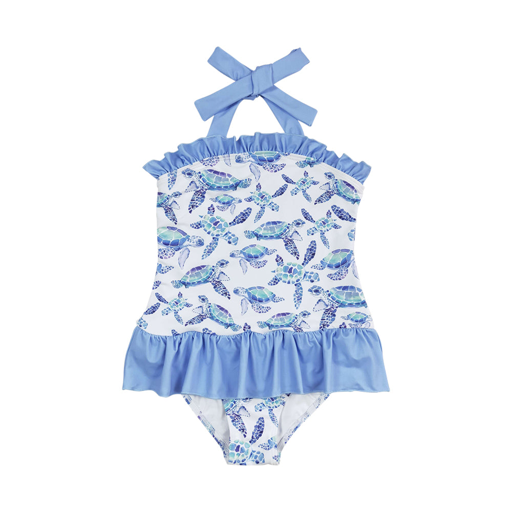preorder S0762 Blue Turtle Girls Swimsuits