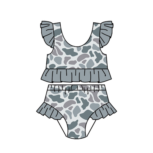 preorder S0765 Grey Camo Girls Swimsuits