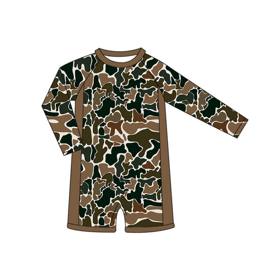 preorder S0769 Grey Camo Long Sleeve Boys Swimsuits