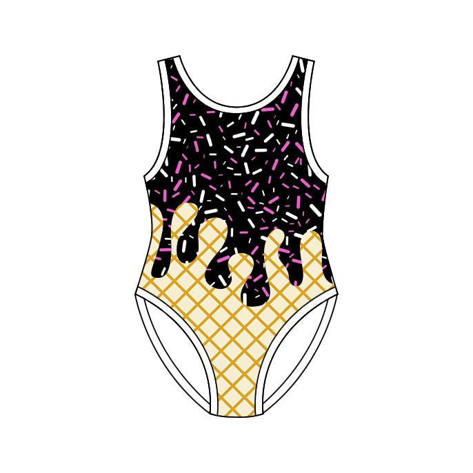 preorder S0772 Black Sprinkles Girls Swimsuits