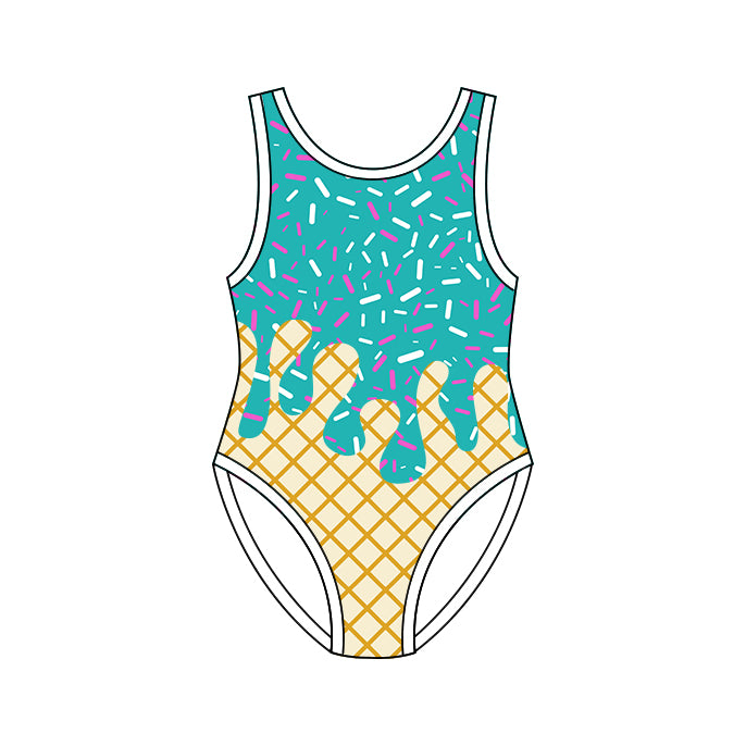 preorder S0773 Mint Green Sprinkles Girls Swimsuits