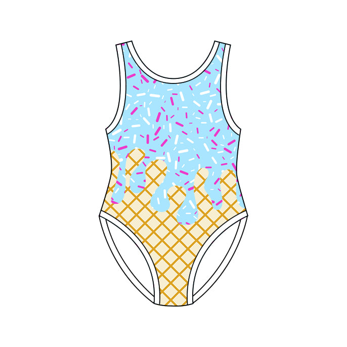 preorder S0775 Light Blue Sprinkles Girls Swimsuits