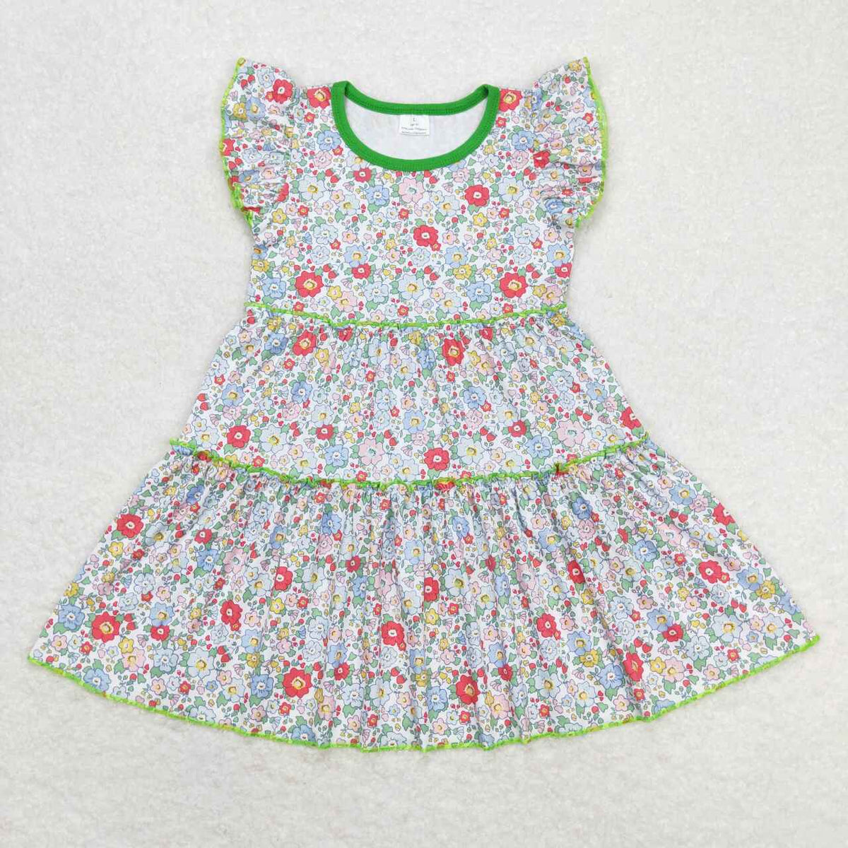 GSD0948 colorful flowers flutter sleeve girls dress
