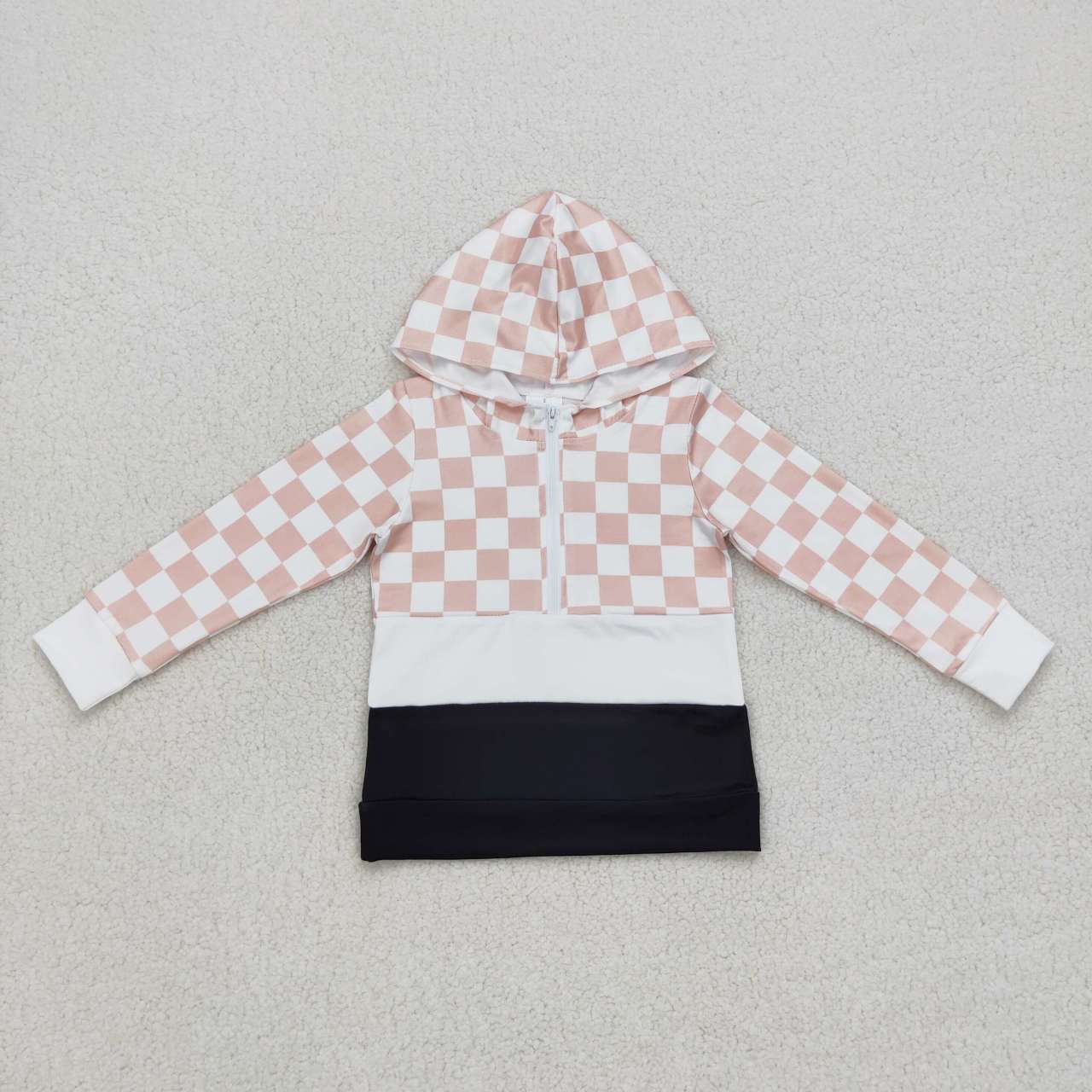 BT0367 Khaki plaid hoodie boys top